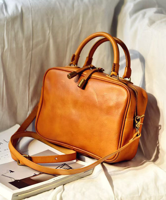 Grand sac de médecin en cuir femme orange - EasyApparels