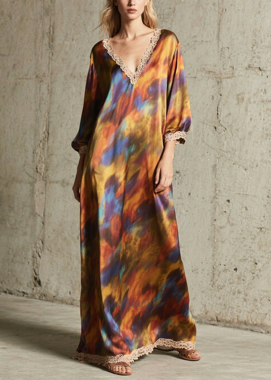 Robe femme grande en mousseline dégradé pour automne - EasyApparels