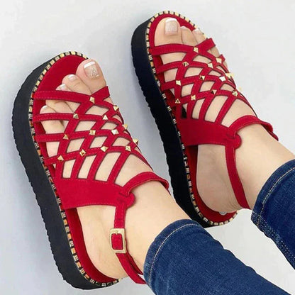 Sandales Femmes Confortables à Talons Plats et Sangles Régulières