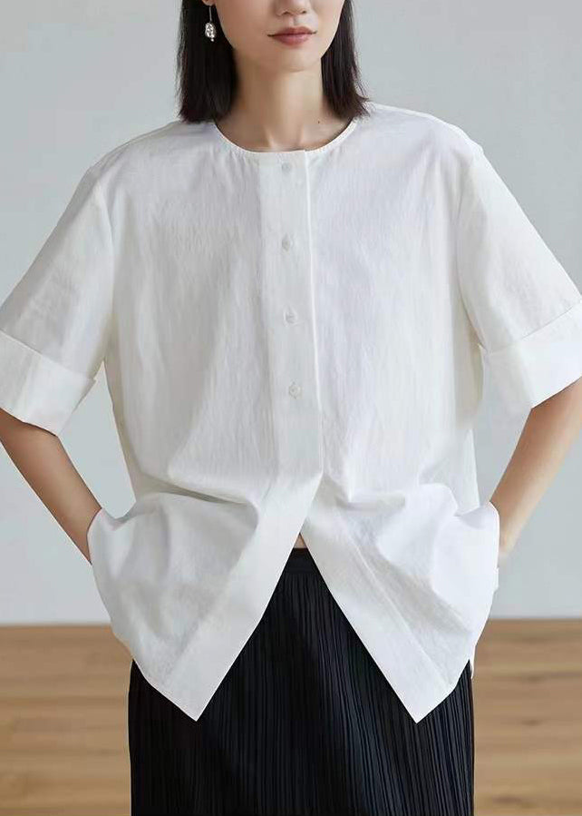 Robe blanche décontractée en coton pour femme - EasyApparels