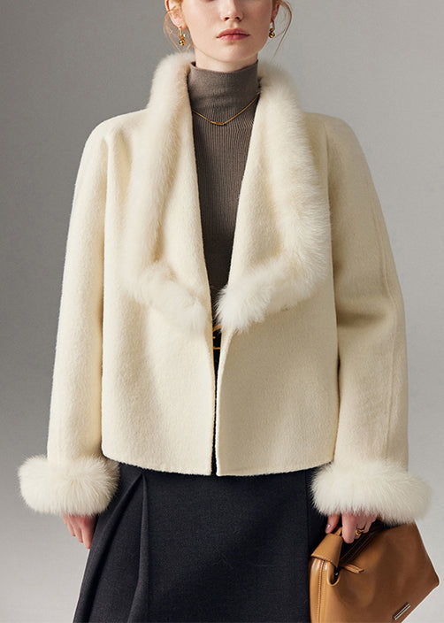 Femme Blanche Hiver Gilet en Fourrure et Laine Douce - EasyApparels