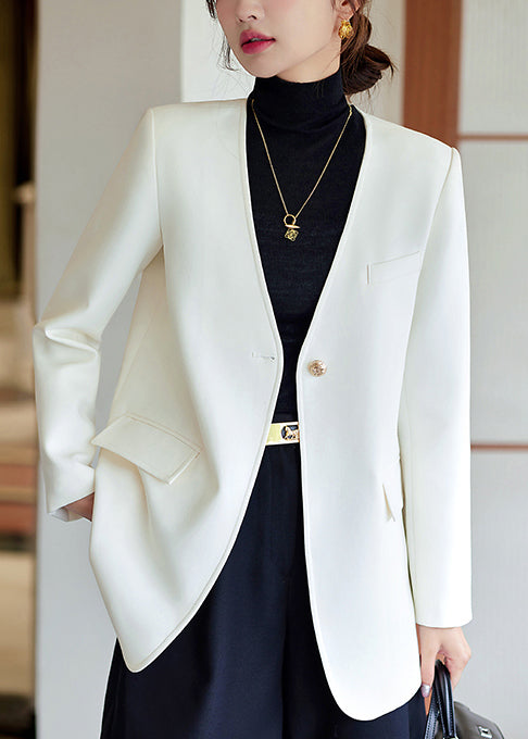 Vestes blanches en coton pour femmes printemps - EasyApparels