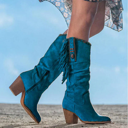 Bottes Hauts Talons Plats pour Femme Hiver