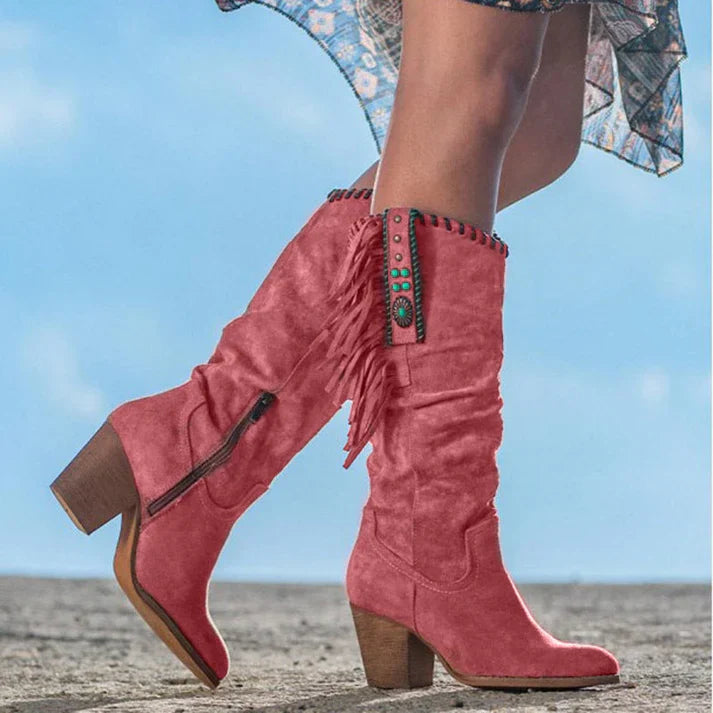 Bottes Hauts Talons Plats pour Femme Hiver