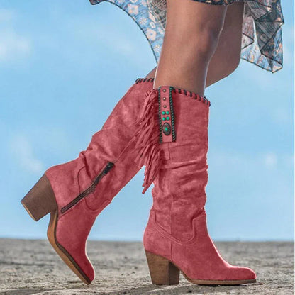 Bottes Hauts Talons Plats pour Femme Hiver