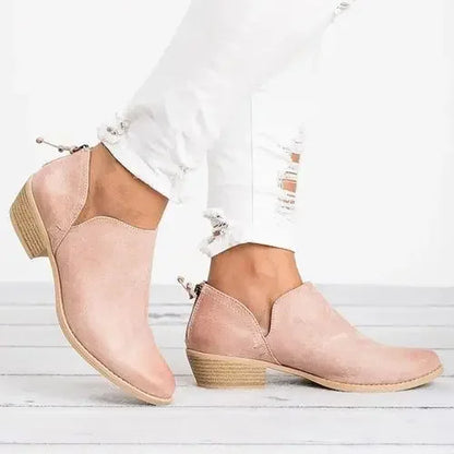 Bottines Femmes Beige à Talon Bas