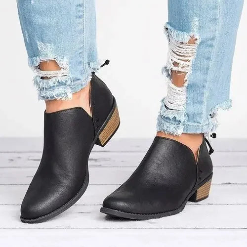 Bottines Femmes Beige à Talon Bas