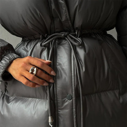 Veste Hiver Femme à Fermeture Éclair et Capuche Adjustable