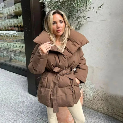 Manteau Hiver Femme à Ceinture Élégant