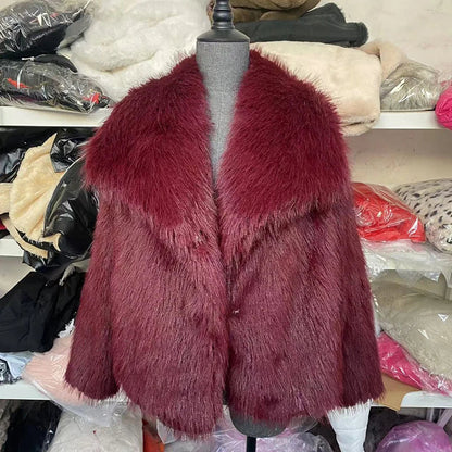 Veste Hiver Courte Femme Élégante en Simili Fourrure