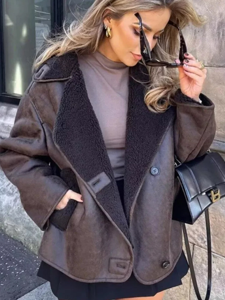 Veste Hiver Cuir Femmes Élégante Taille Cintrée