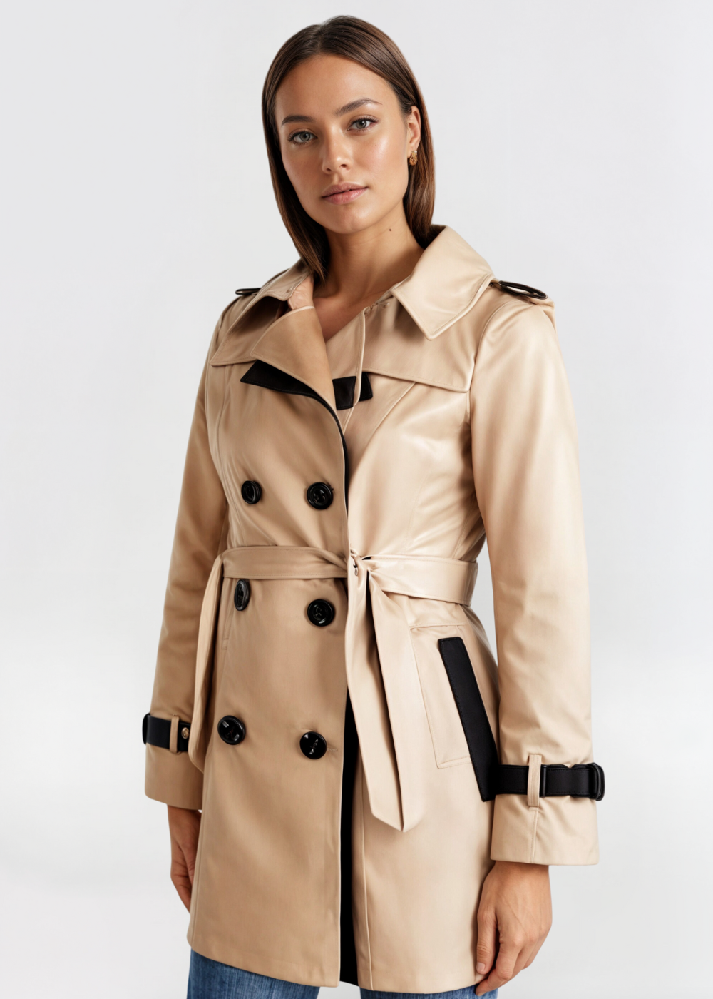Manteau Femme Imperméable Long Hiver avec Boutons