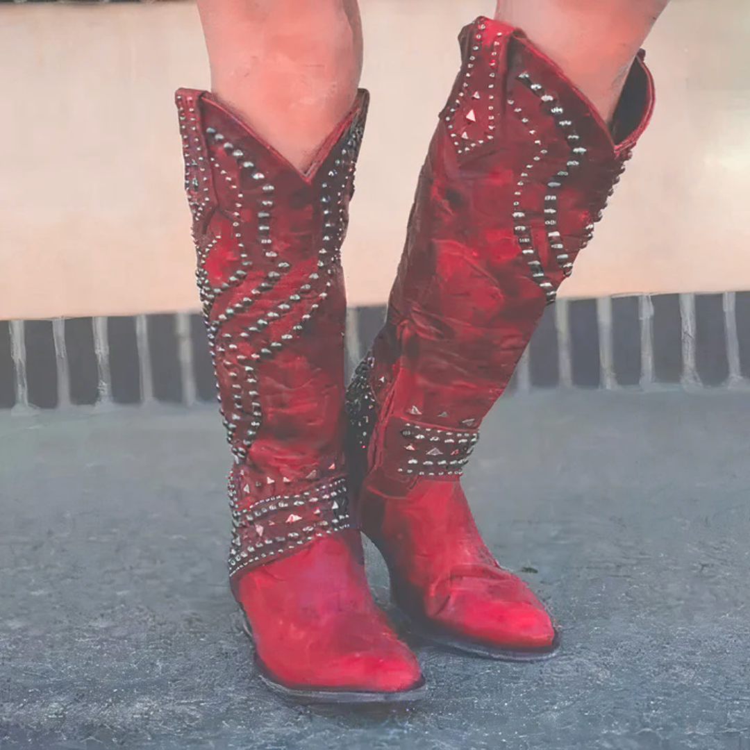 Bottines Femme Talon Haut à Clous Western