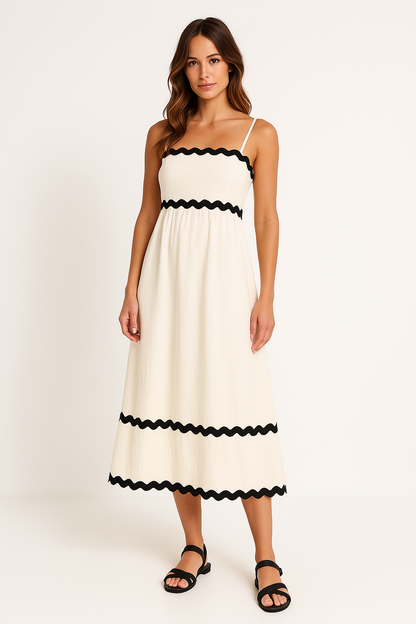Robe Maxi Femme à Manches Courtes avec Bretelles Fines