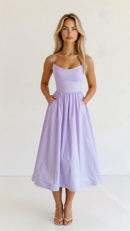 Robe femme mi-longue ascot élégante