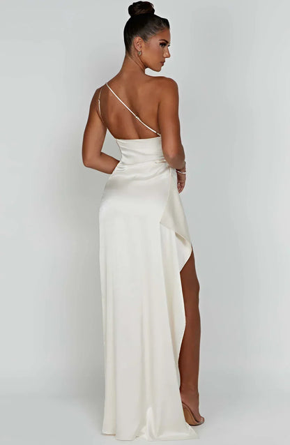 Robe Longue Femme Épaule Dévoilée avec Fente