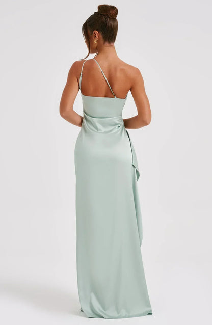 Robe Longue Femme Épaule Dévoilée avec Fente