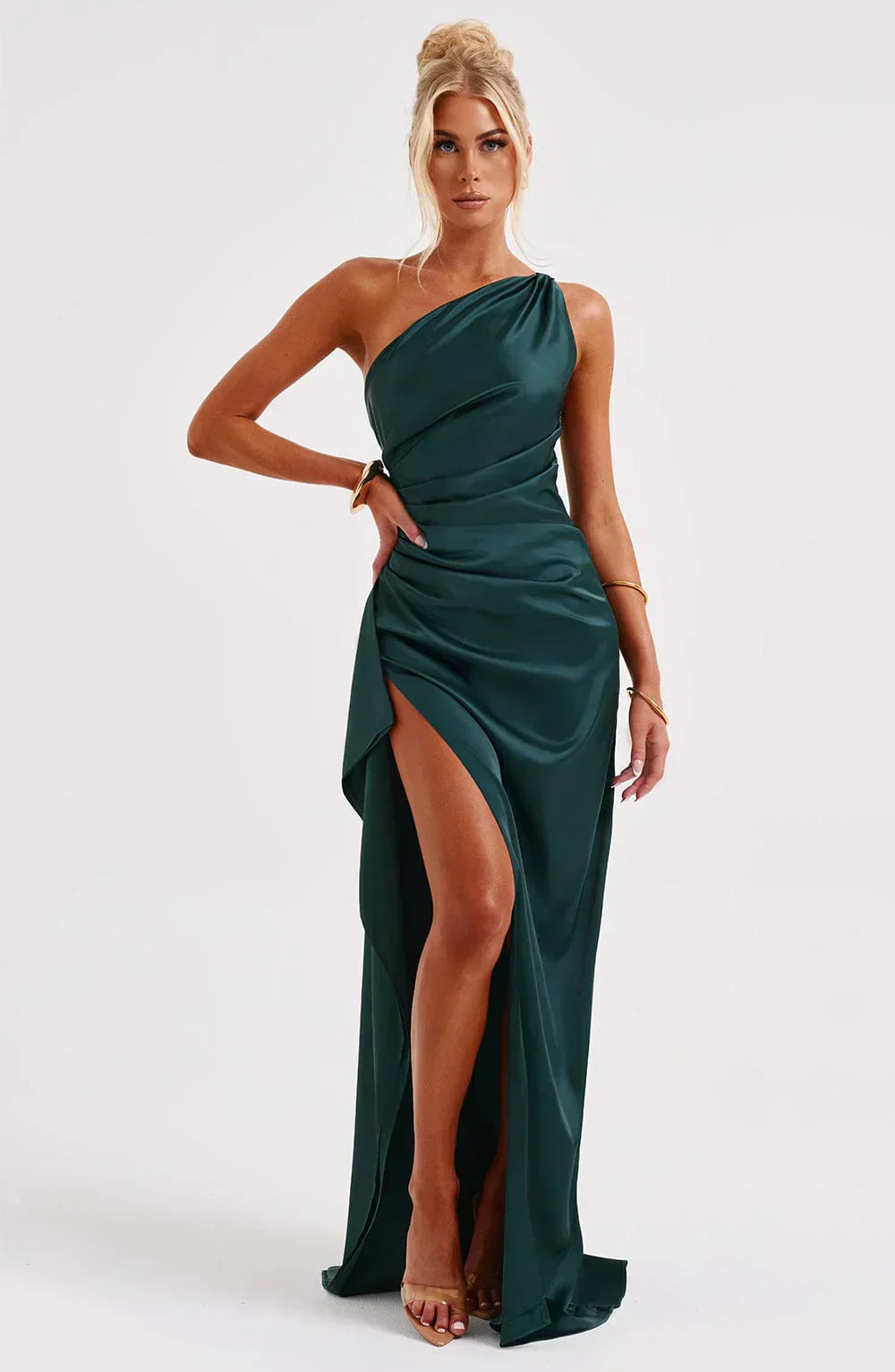 Robe Longue Femme Épaule Dévoilée avec Fente