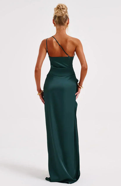 Robe Longue Femme Épaule Dévoilée avec Fente