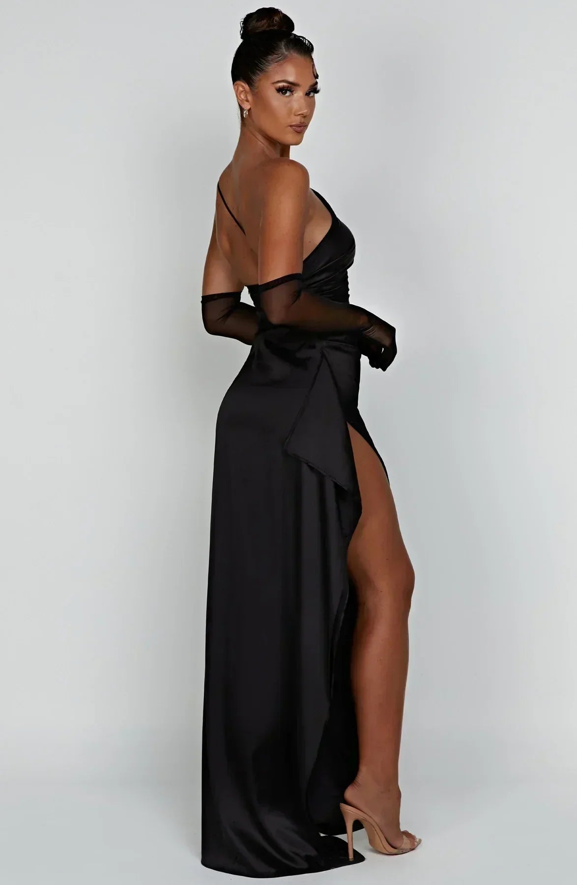 Robe Longue Femme Épaule Dévoilée avec Fente