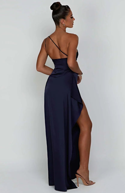Robe Longue Femme Épaule Dévoilée avec Fente