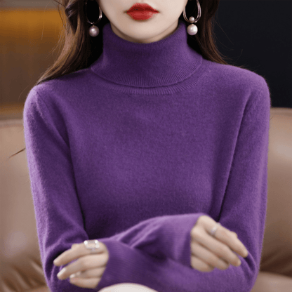 Pull Femme Classique à Col Roulé Chaud et Confortable