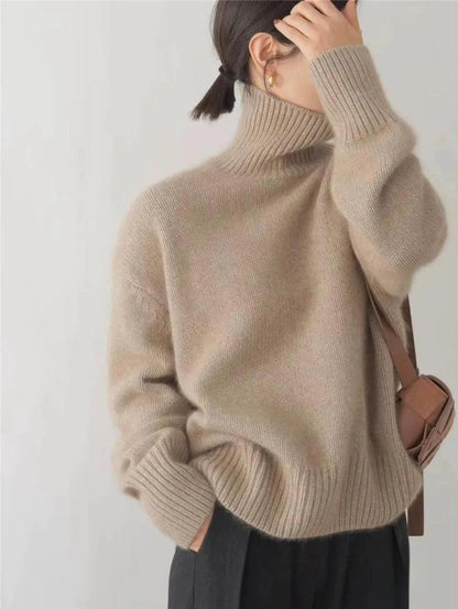 Pull Femme Tricot Confortable Col Montant