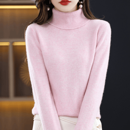 Pull Femme Classique à Col Roulé Chaud et Confortable