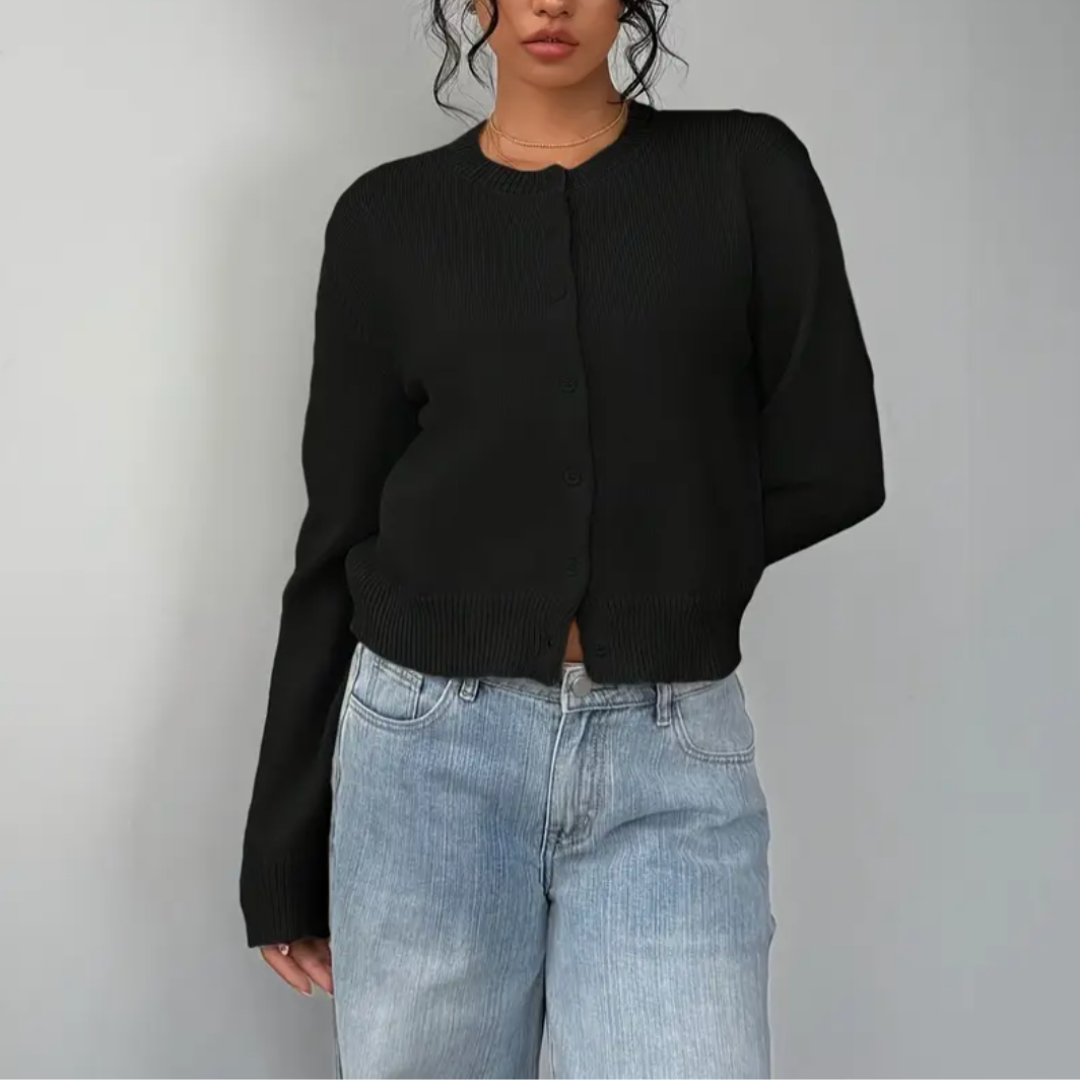 Cardigan Femme Printemps Élégant avec Col et Boutons