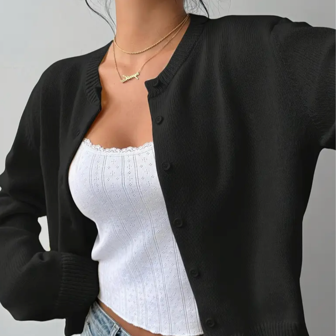 Cardigan Femme Printemps Élégant avec Col et Boutons
