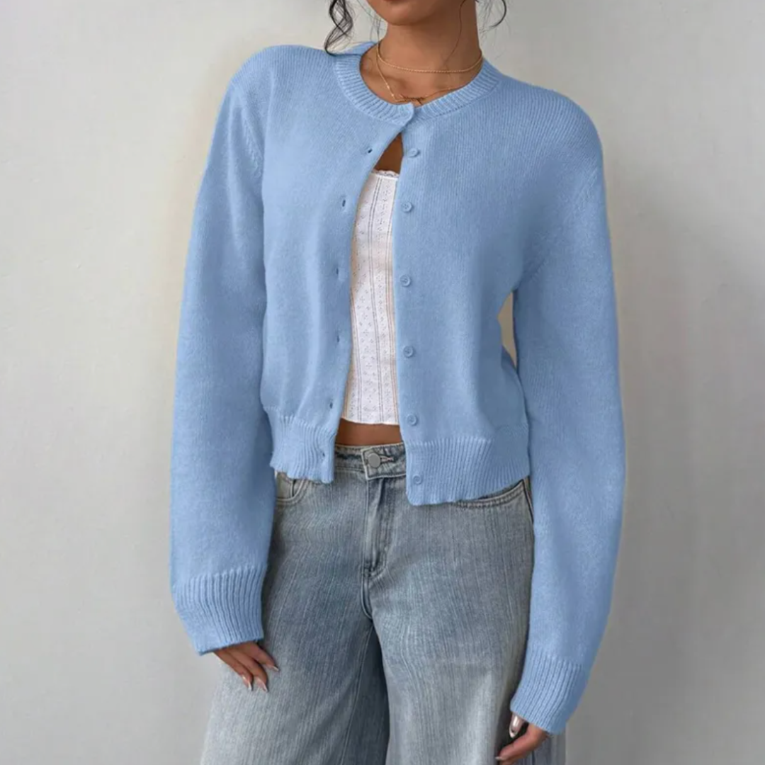 Cardigan Femme Printemps Élégant avec Col et Boutons
