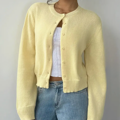 Cardigan Femme Printemps Élégant avec Col et Boutons
