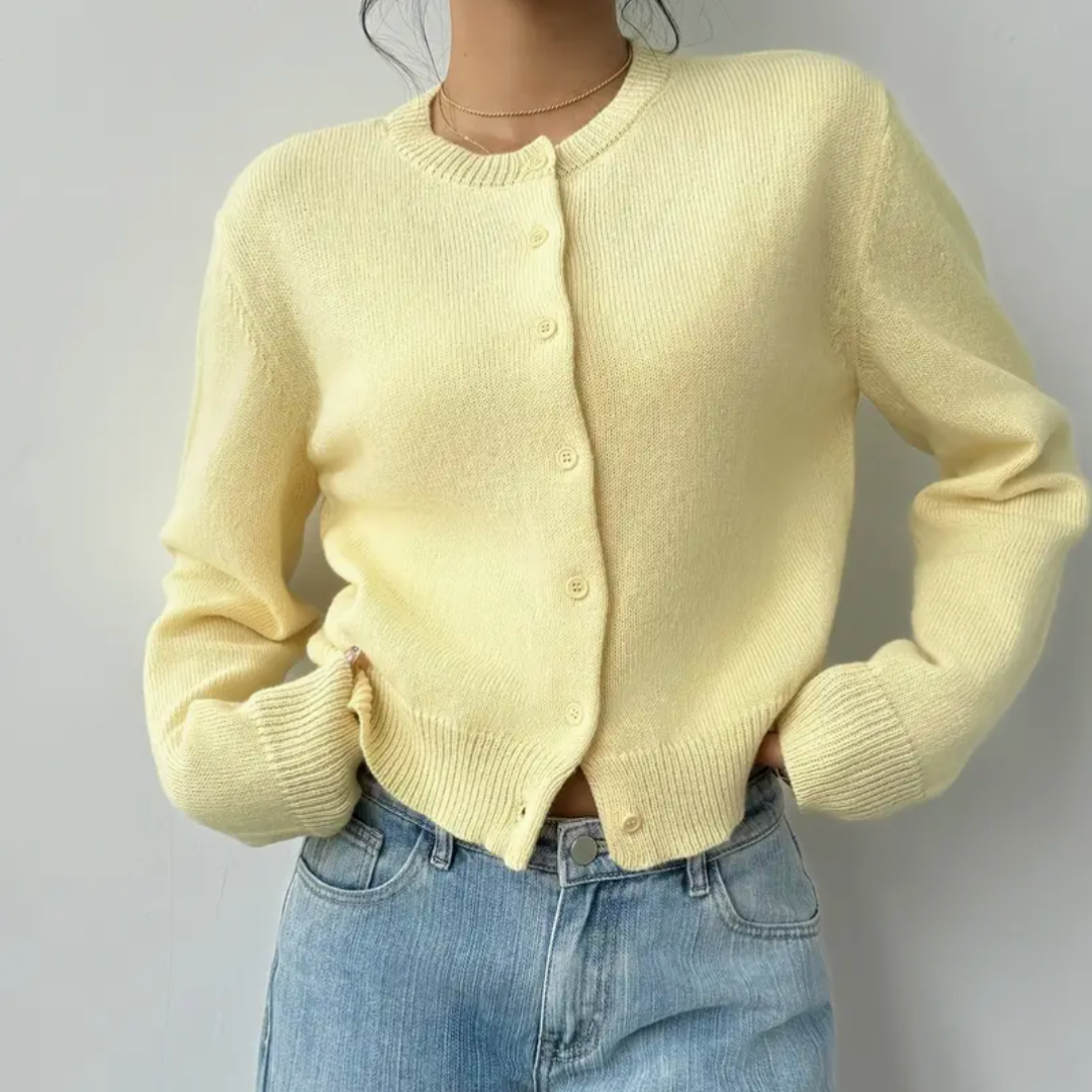 Cardigan Femme Printemps Élégant avec Col et Boutons