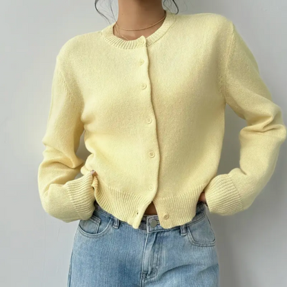 Cardigan Femme Printemps Élégant avec Col et Boutons