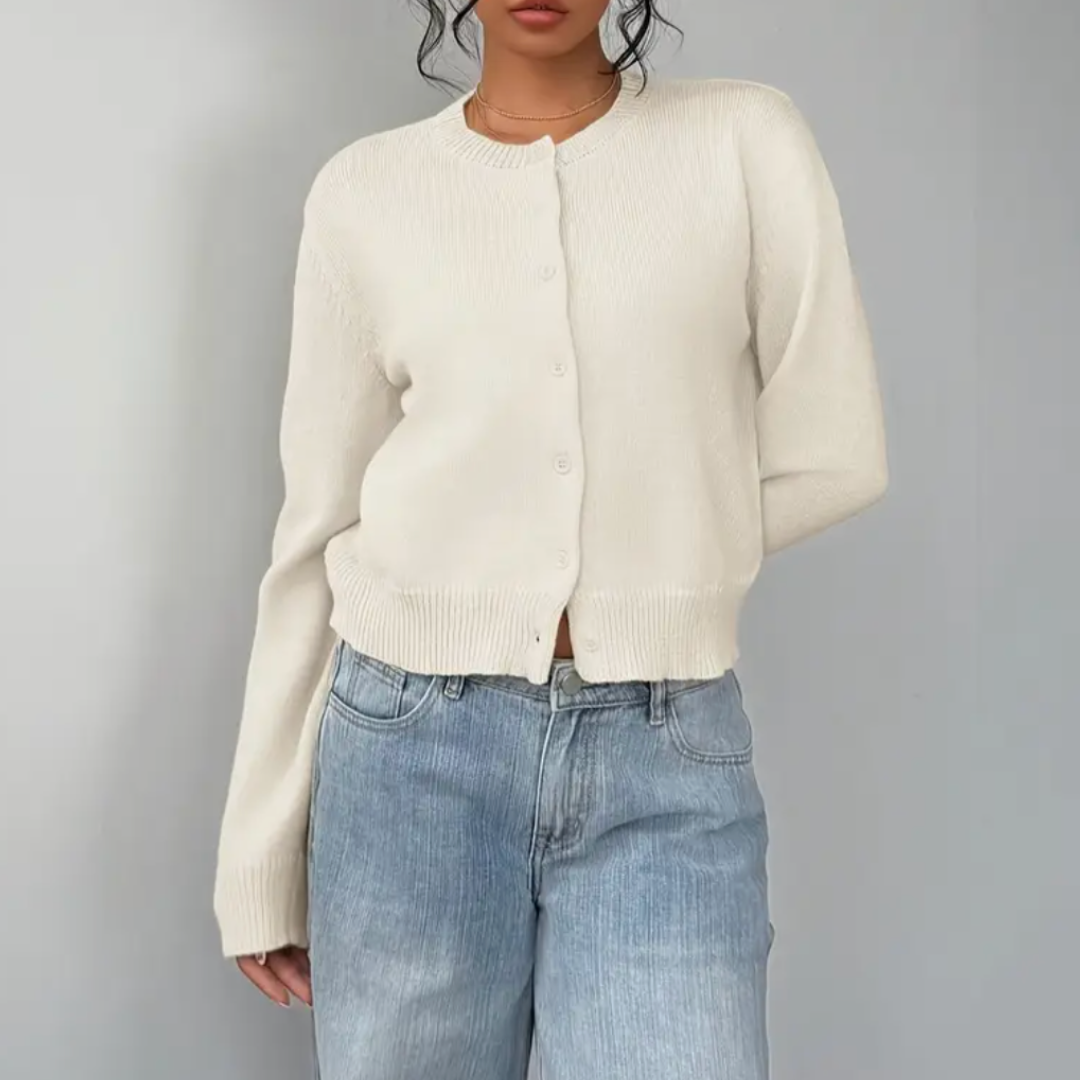 Cardigan Femme Printemps Élégant avec Col et Boutons