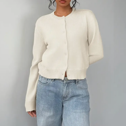 Cardigan Femme Printemps Élégant avec Col et Boutons