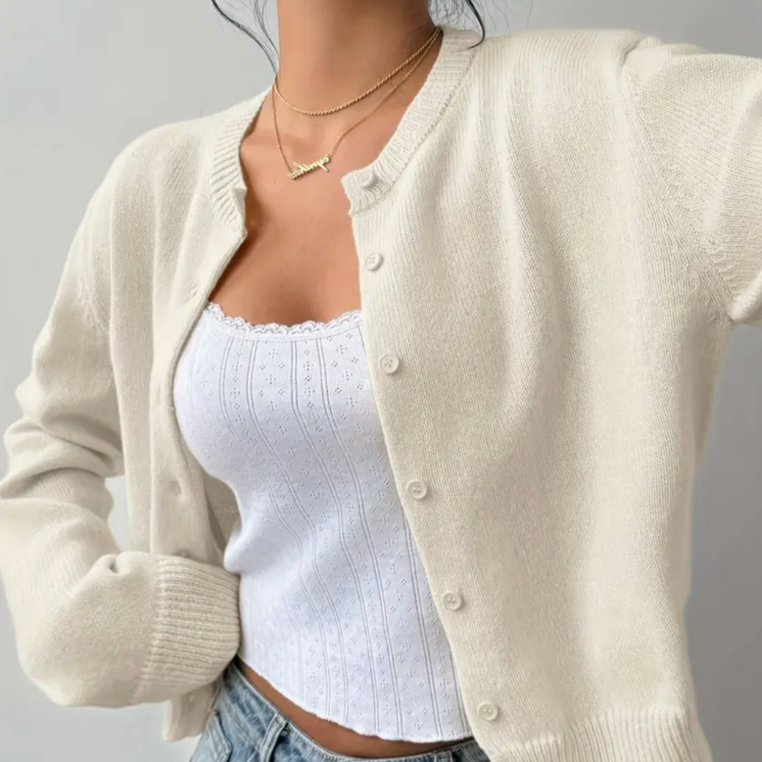 Cardigan Femme Printemps Élégant avec Col et Boutons
