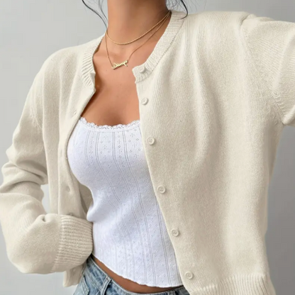 Cardigan Femme Printemps Élégant avec Col et Boutons