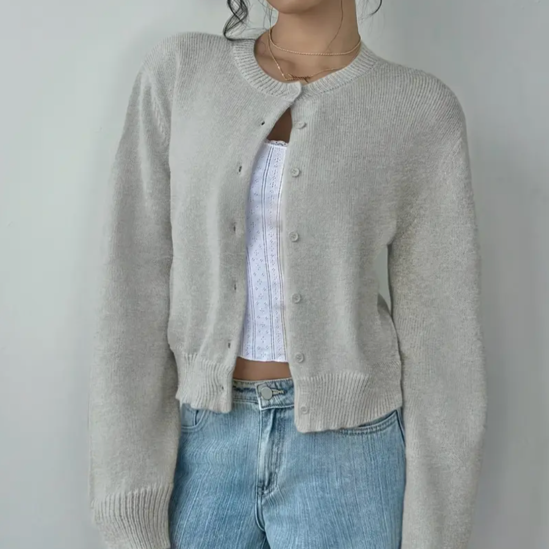 Cardigan Femme Printemps Élégant avec Col et Boutons