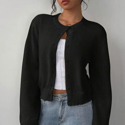 Cardigan Femme Printemps Élégant avec Col et Boutons