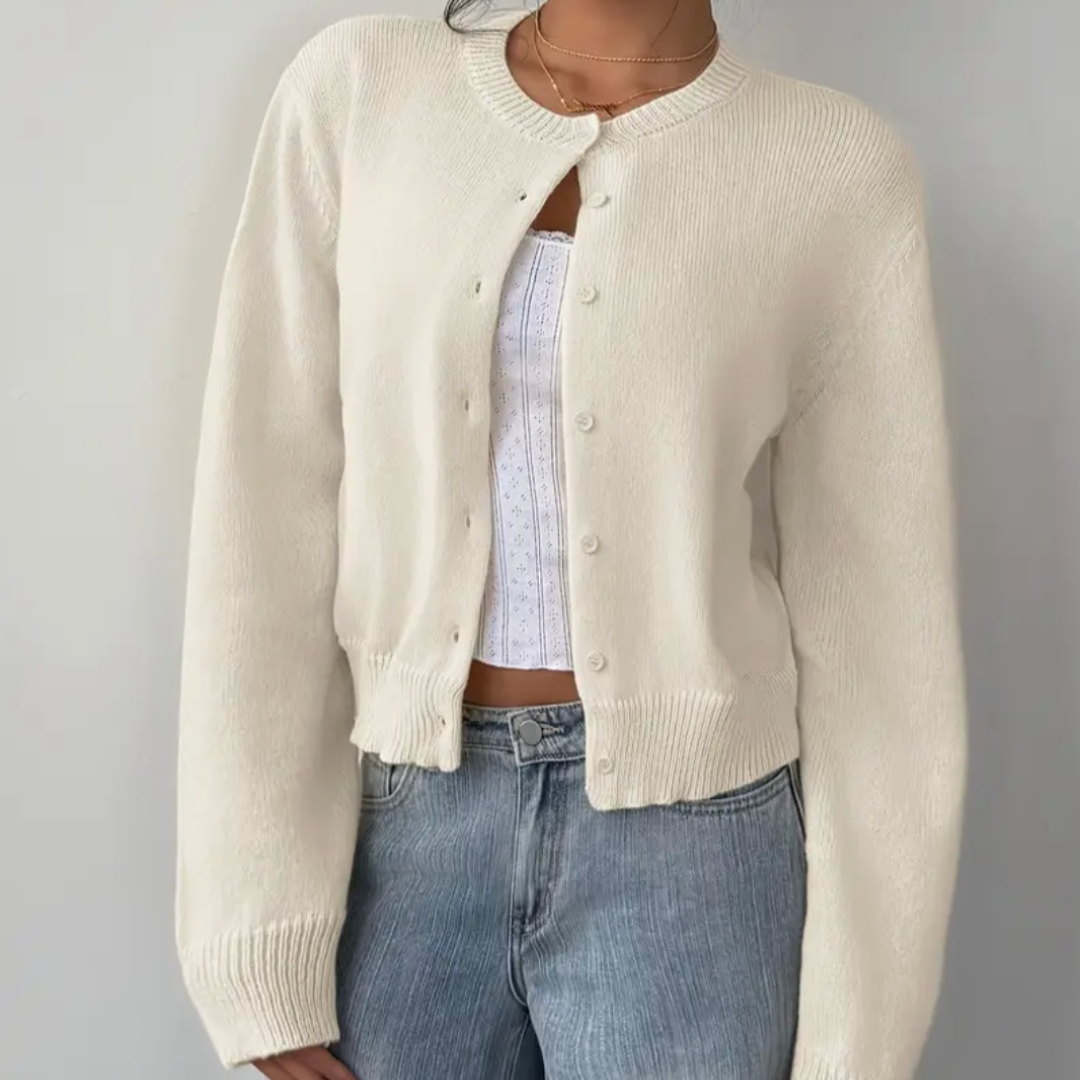 Cardigan Femme Printemps Élégant avec Col et Boutons - BerlinGlamour