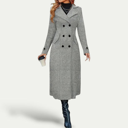 Manteau long Femme Laine Double boutonnage Coupe droite
