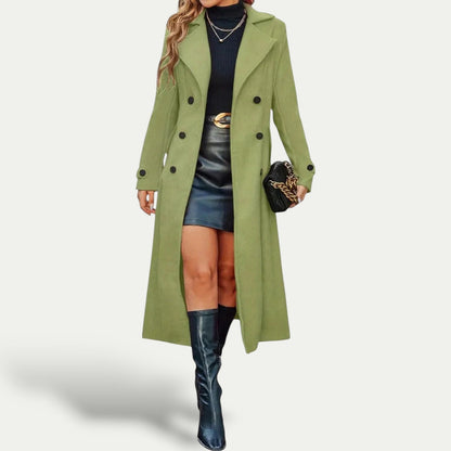 Manteau long Femme Laine Double boutonnage Coupe droite