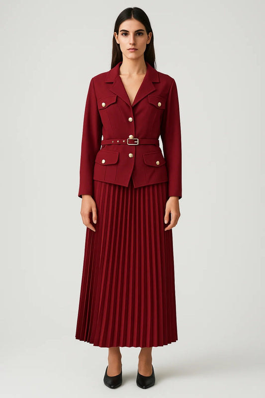 Costume Femme Deux Boutons avec Jupe Plissée - BerlinGlamour