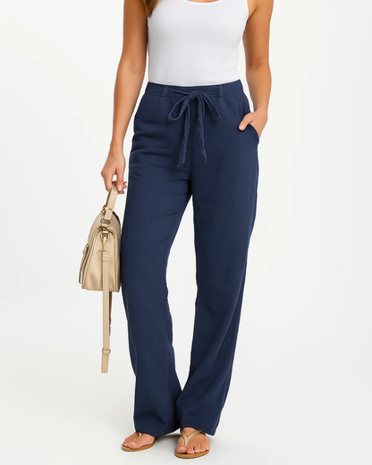 Pantalon Blanc Femme Élégant en Lin