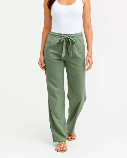 Pantalon Blanc Femme Élégant en Lin