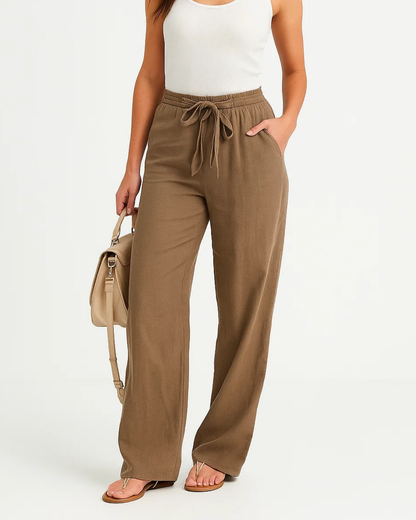 Pantalon Blanc Femme Élégant en Lin