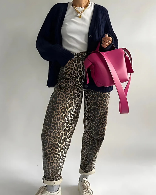 Jean Femme Léopard Tendance Taille Décontractée - PanierRoyale