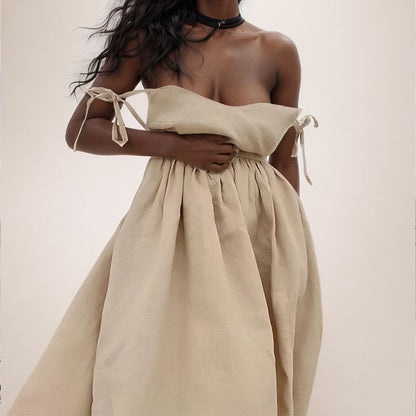 Robe Femme Été Col V Dos Nu et Fente