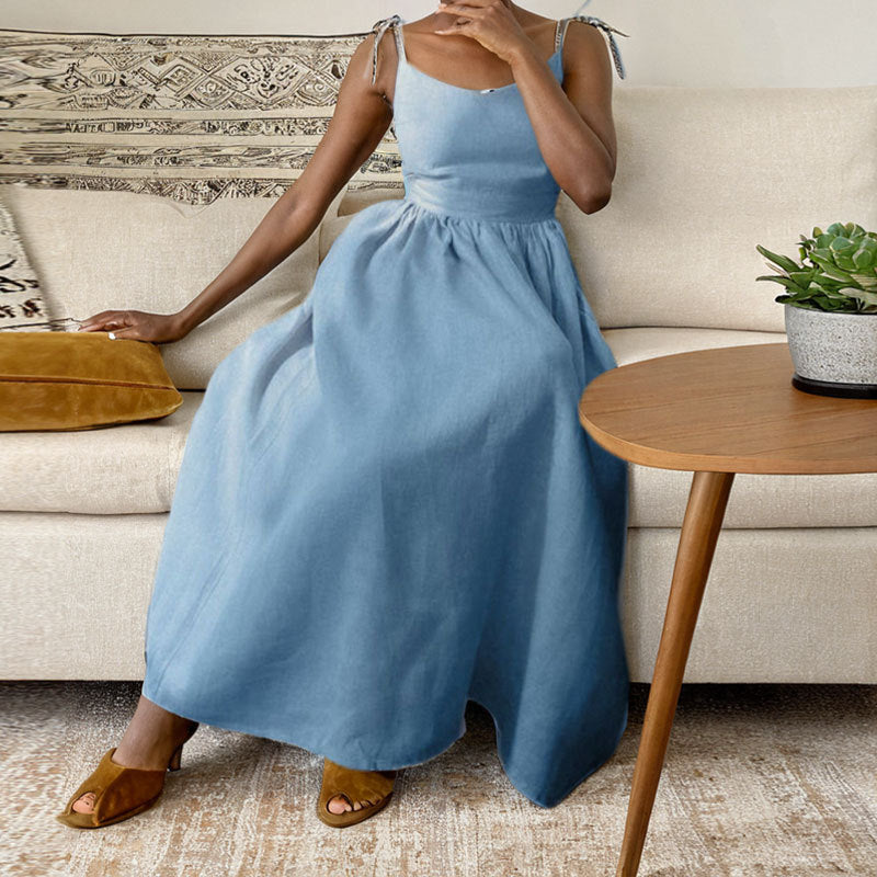 Robe Femme Été Col V Dos Nu et Fente